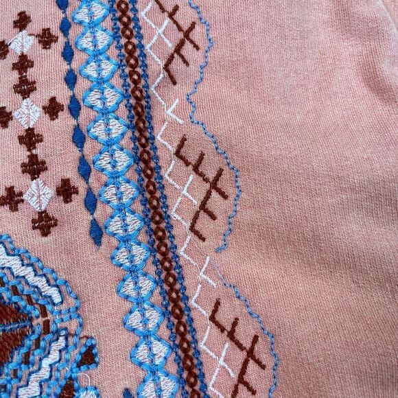 Tru Luxe Jeans Peach Long Sleeve Embroidered Top XL - Picture 13 of 13